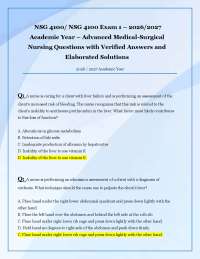 NSG 4100/ NSG 4100 Exam 1 – 2026/2027 Academic Year – Advanced Medical-Surgical Nursing