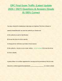 OPC Final Exam Traffic (Latest Update 2026 / 2027) Questions & Answers {Grade A} 100% Corr