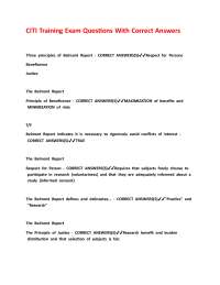 CITI Training Exam Questions With Correct Answers ,