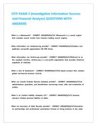 CITP EXAM 2 (Investigative Information Sources and Financial Analysis) QUESTIONS WITH ANSW