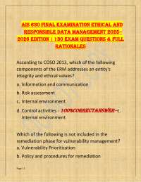 AIS 630 FINAL EXAMINATION Ethical and Responsible Data Management 2025– 2026 Edition | 1