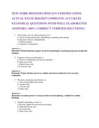 NEW YORK HISTOTECHNICIAN CERTIFICATION ACTUAL EXAM 2026/2027 COMPLETE ACCURATE EXAM REAL