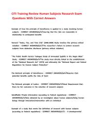 CITI Training Review Human Subjects Research Exam Questions With Correct Answers