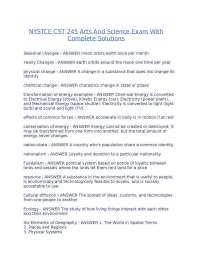 NYSTCE CST 245 Arts And Science Exam With Complete Solutions.