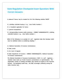 State Regulation Checkpoint Exam Questions With Correct Answers.