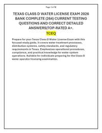 TEXAS CLASS D WATER LICENSE EXAM 2026 QUESTION AND ANSWER