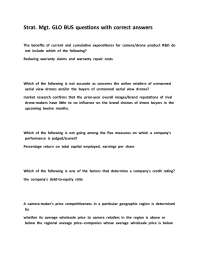 Strat. Mgt. GLO BUS questions with correct answers