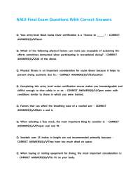 NAUI Final Exam Questions With Correct Answers