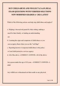 DCF Child Abuse and Neglect (CAAN) Real Exam – Verified Solutions