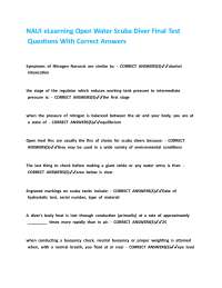 NAUI eLearning Open Water Scuba Diver Final Test Questions With Correct Answers.