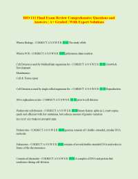 BIO 111 Final Exam Review Comprehensive Questions and Answers | A+ Graded | With Expert S