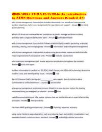 2026/2027 FEMA IS-0700.b: An introduction to NIMS Questions and Answers (Graded A+)
