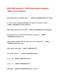 WGU HESI Nutrition - D440 Study Guide Questions With Correct Answers