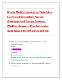 Illinois Medical Laboratory Technician (MLT) Licensing Exam 2026 – Practice Questions, Ver