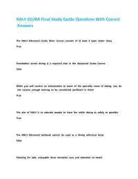 NAUI SCUBA Final Study Guide Questions With Correct Answers