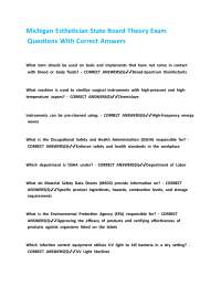 Michigan Esthetician State Board Theory Exam Questions With Correct Answers