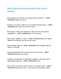 NAUI Scuba Diver Exam Questions With Correct Answers.