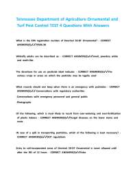 Tennessee Department of Agriculture Ornamental and Turf Pest Control TEST 4 Questions With