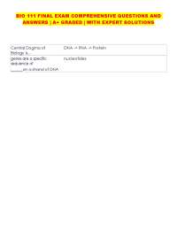 BIO 111 FINAL EXAM COMPREHENSIVE QUESTIONS AND ANSWERS | A+ GRADED | WITH EXPERT SOLUTION