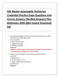 ASE Master Automobile Technician Credential Practice Exam Questions And Correct Answers