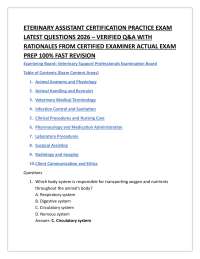 ETERINARY ASSISTANT CERTIFICATION PRACTICE EXAM LATEST QUESTIONS 2026 – VERIFIED Q&A WITH