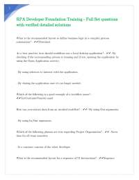 RPA Developer Foundation Training - Full Set questions with verified detailed solutions
