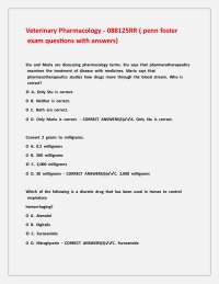 Veterinary Pharmacology - 088125RR ( penn foster exam questions with answers).