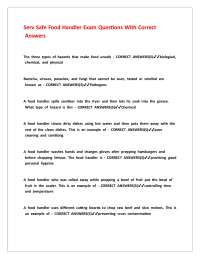 Serv Safe Food Handler Exam Questions With Correct Answers.