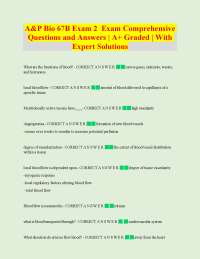 A&P Bio 67B Exam 2 Exam Comprehensive Questions and Answers | A+ Graded | With Expert So
