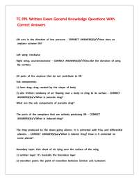 TC PPL Written Exam General Knowledge Questions With Correct Answers.