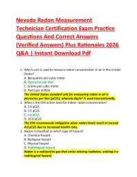 Nevada Radon Measurement Technician Certification Exam Practice Questions And Correct An