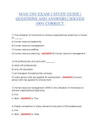MAN 3301 – EXAM 1 STUDY GUIDE | QUESTIONS & ANSWERS | 100% CORRECTLY SOLVED