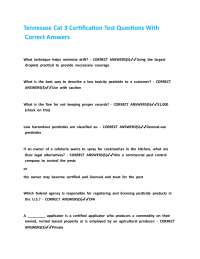 Tennessee Cat 3 Certification Test Questions With Correct Answers.