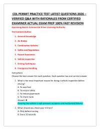 CDL PERMIT PRACTICE TEST LATEST QUESTIONS 2026 – VERIFIED Q&A WITH RATIONALES FROM CERTIF