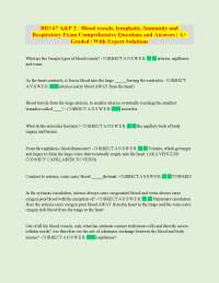 BIO 67 A&P 2 - Blood vessels, lymphatic, Immunity and Respiratory Exam Comprehensive Ques