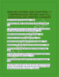 ENGLISH COURSE QUIZ CHAPTERS 1-7 COMPREHENSIVE REVIEW 2026 FULL QUESTIONS AND VERIFIED ANS
