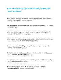 NAUI ADVANCED SCUBA FINAL REVIEW QUESTIONS WITH ANSWERS.