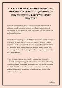 FL DCF Child Care Behavioral Observation and Screening (BOSR) Exam – Questions and Answers