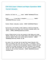 UTA 5315 Exam 5 Renal and Repro Questions With Correct Answers