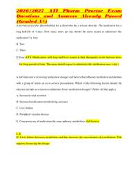 2026/2027 ATI Pharm Proctor Exam Questions and Answers Already Passed (Graded A+)