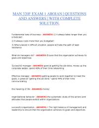 MAN 320F – EXAM 1 (AROIAN) | QUESTIONS & ANSWERS WITH COMPLETE SOLUTIONS