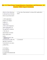 Bio 111 Final Exam Comprehensive Questions and Answers | A+ Graded | With Expert Solution