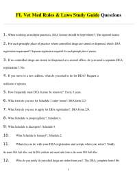 FL Vet Med Rules & Laws Study Guide Questions