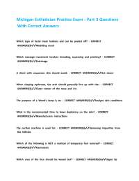Michigan Esthetician Practice Exam - Part 3 Questions With Correct Answers.