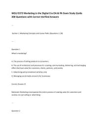 WGU D373 Marketing in the Digital Era OA & PA Exam Study Guide 200 Questions with Correct