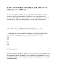 NC DOCC Detention Officer Exam Complete Study Guide with 200 Practice Questions and Answe