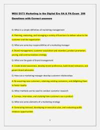 WGU D373 Marketing in the Digital Era OA & PA Exam 200 Questions with Correct answers.