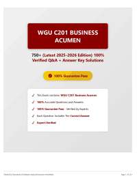 WGU C201 Business Acumen 750+ (Latest 2025-2026 Edition) 100% Verified Q&A + Answer Key