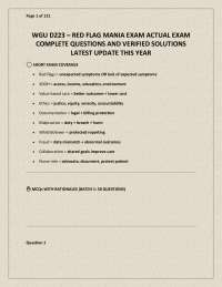 WGU D223 – RED FLAG MANIA EXAM ACTUAL EXAM COMPLETE QUESTIONS AND VERIFIED SOLUTIONS LATE