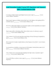Unit Prevention Leader Course UPL Questions And Answers / 100% Verified Solution 2026